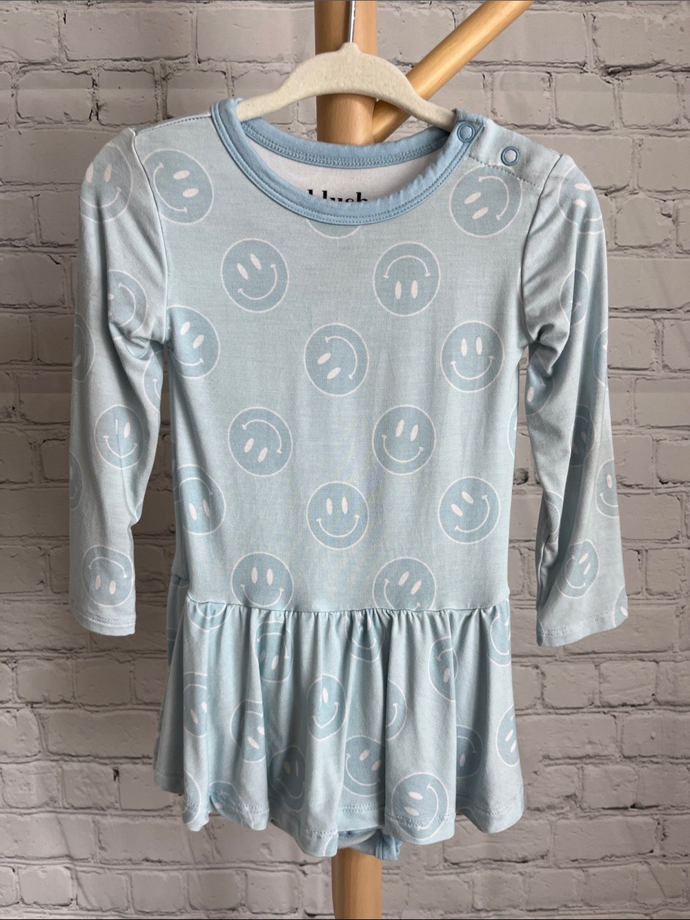 ⭐️⭐️ PICK 5 / $20 Blush Lotus Light Blue Smiley Peplum Long Sleeve Dress